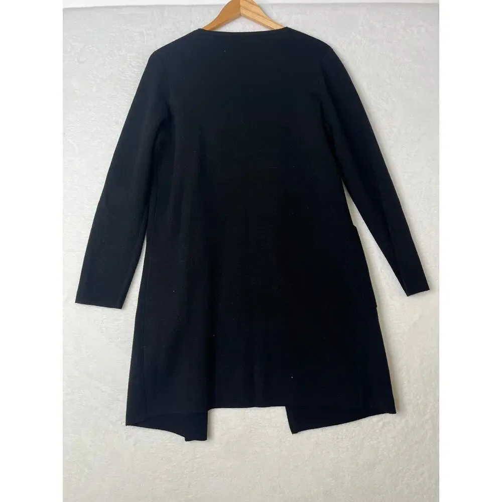 J.CREW 365 Juliette Collarless Sweater Blazer In Black Size S Merino Wool Blend